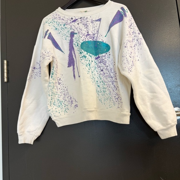 WAVES M EVC Vintage puffy paint golfing Women's Sweatshirt - White and Purple - Picture 2 of 14